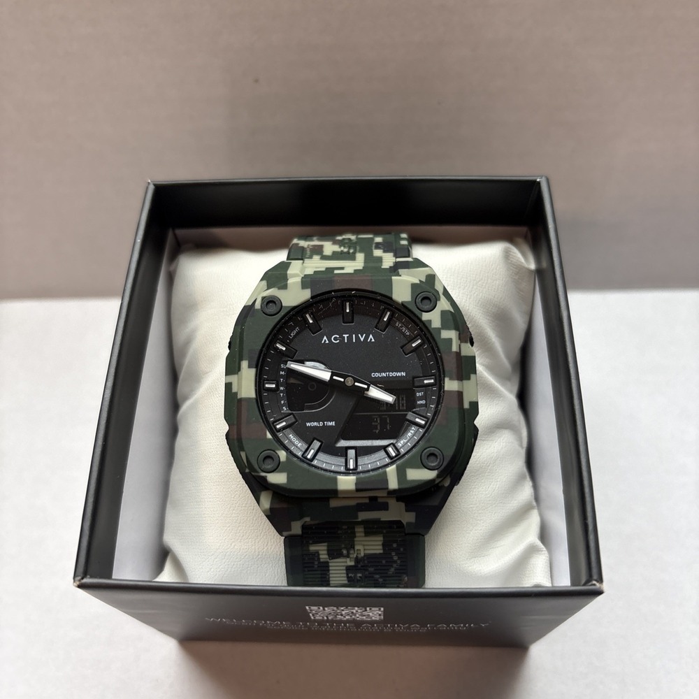 Activa X Invicta Men's Digital/Analog Watch 44.8mm Green Camo (ACW2328-003)
